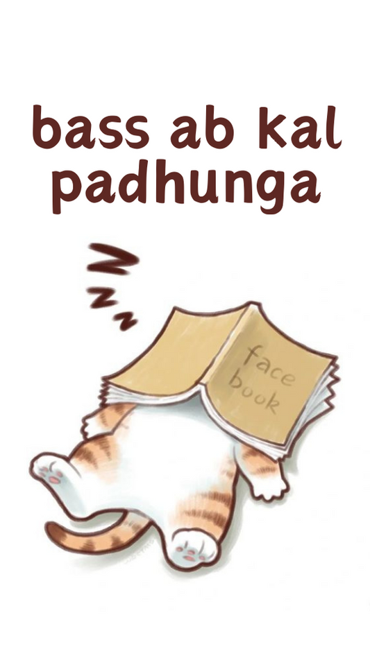 Magnetic Bookmark | A cartoon cat sleeping with a book cover its head | KharidobechoBooks